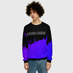 Свитшот мужской Crystal Castles purple grunge, цвет: 3D-черный — фото 2