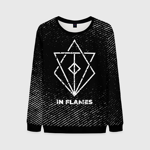 Мужской свитшот In Flames с потертостями на темном фоне / 3D-Черный – фото 1