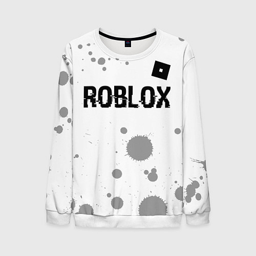 Мужской свитшот Roblox glitch на светлом фоне: символ сверху / 3D-Белый – фото 1