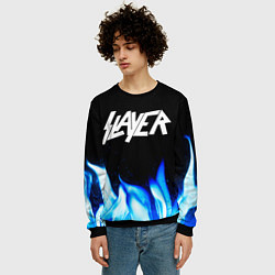 Свитшот мужской Slayer blue fire, цвет: 3D-черный — фото 2