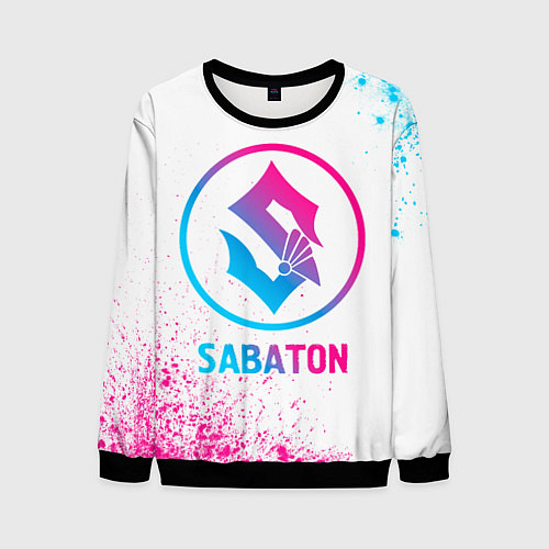 Мужской свитшот Sabaton neon gradient style / 3D-Черный – фото 1