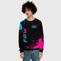 Свитшот мужской FAW - neon gradient: надпись, символ, цвет: 3D-черный — фото 2