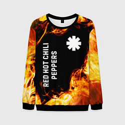 Свитшот мужской Red Hot Chili Peppers и пылающий огонь, цвет: 3D-черный