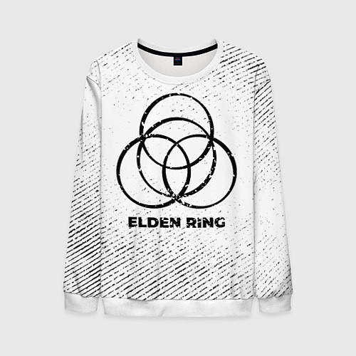 Мужской свитшот Elden Ring с потертостями на светлом фоне / 3D-Белый – фото 1