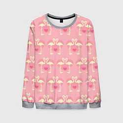 Мужской свитшот Любовный паттерн с фламинго