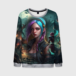 Свитшот мужской Jinx art Arcane League of Legends, цвет: 3D-меланж