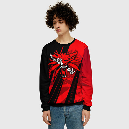 Мужской свитшот Кибер - ведьмак / 3D-Черный – фото 3