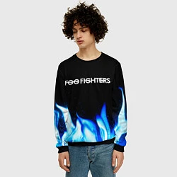 Свитшот мужской Foo Fighters blue fire, цвет: 3D-черный — фото 2