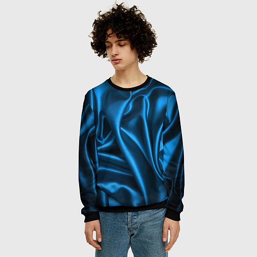 Мужской свитшот Синий шёлк / 3D-Черный – фото 3