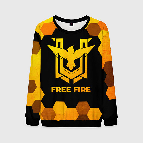 Мужской свитшот Free Fire - gold gradient / 3D-Черный – фото 1