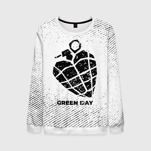 Мужской свитшот Green Day с потертостями на светлом фоне / 3D-Белый – фото 1