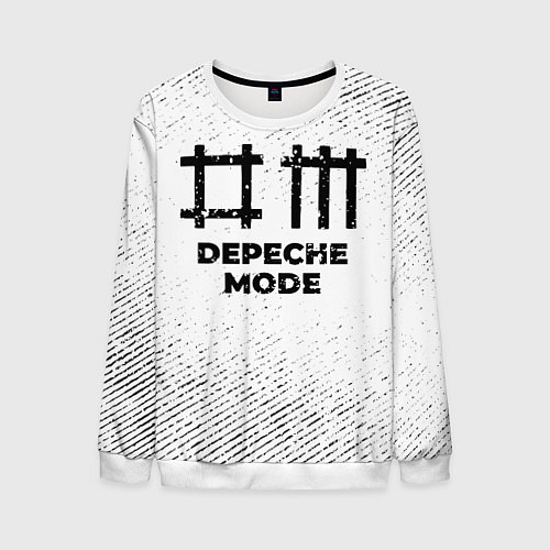 Мужской свитшот Depeche Mode с потертостями на светлом фоне / 3D-Белый – фото 1