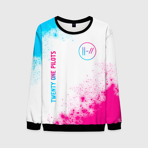 Мужской свитшот Twenty One Pilots neon gradient style: надпись, си / 3D-Черный – фото 1