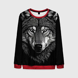 Свитшот мужской Спокойный уверенный волк, цвет: 3D-красный