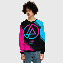 Свитшот мужской Linkin Park - neon gradient, цвет: 3D-черный — фото 2
