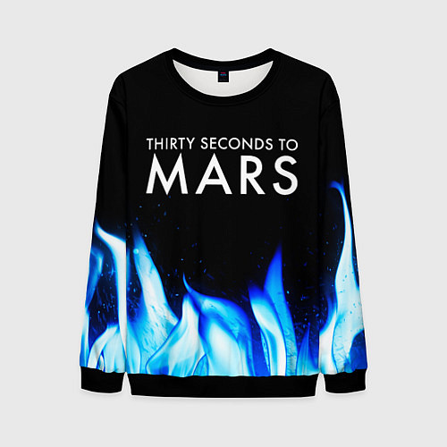 Мужской свитшот Thirty Seconds to Mars blue fire / 3D-Черный – фото 1