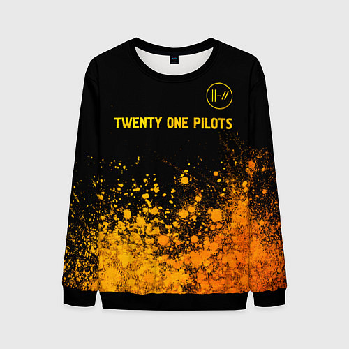 Мужской свитшот Twenty One Pilots - gold gradient: символ сверху / 3D-Черный – фото 1