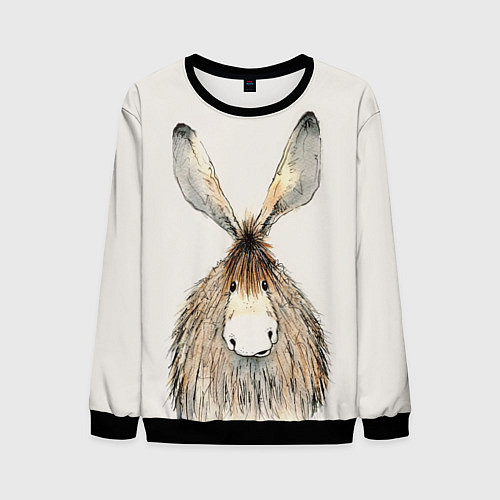 Мужской свитшот Ушастый ослик / 3D-Черный – фото 1