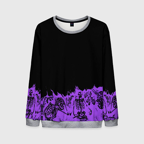Мужской свитшот Скелеты в неоновом огне / 3D-Меланж – фото 1