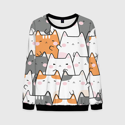 Мужской свитшот Семья котиков / 3D-Черный – фото 1