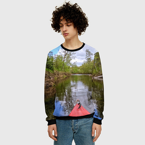 Мужской свитшот Красная байдарка / 3D-Черный – фото 3