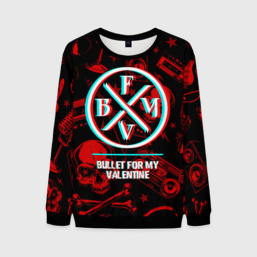 Мужской свитшот Bullet For My Valentine rock glitch / 3D-Черный – фото 1