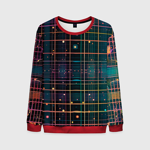 Мужской свитшот Лучи и огоньки / 3D-Красный – фото 1