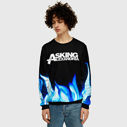 Свитшот мужской Asking Alexandria blue fire, цвет: 3D-черный — фото 2