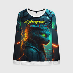 Свитшот мужской Сyberpunk 2077 phantom liberty cat, цвет: 3D-белый