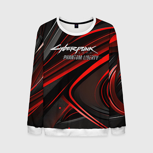 Мужской свитшот Cyberpunk 2077 phantom liberty silver logo / 3D-Белый – фото 1