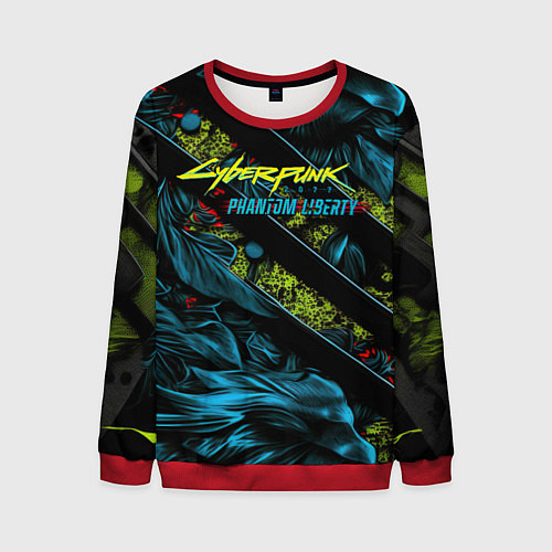 Мужской свитшот Cyberpunk 2077 phantom liberty abstract logo / 3D-Красный – фото 1