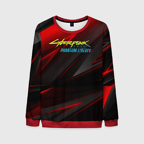 Мужской свитшот Cyberpunk 2077 phantom liberty red black logo / 3D-Красный – фото 1