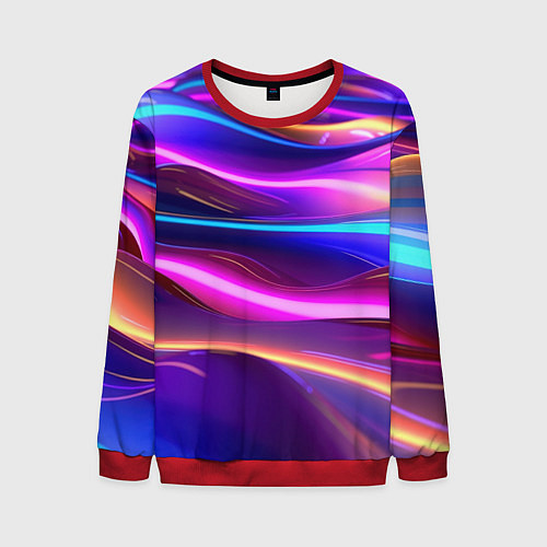 Мужской свитшот Неоновые волны / 3D-Красный – фото 1