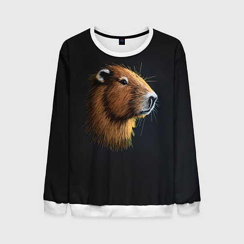 Мужской свитшот Вышивка Капибара / 3D-Белый – фото 1