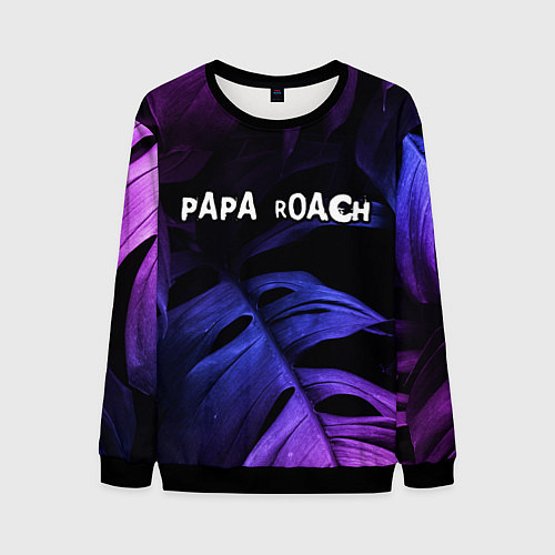 Мужской свитшот Papa Roach neon monstera / 3D-Черный – фото 1