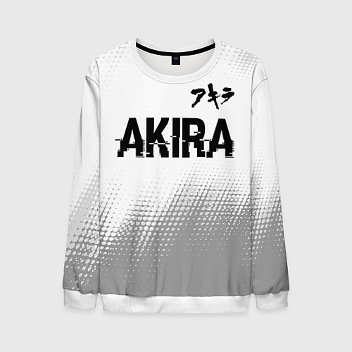Мужской свитшот Akira glitch на светлом фоне: символ сверху / 3D-Белый – фото 1