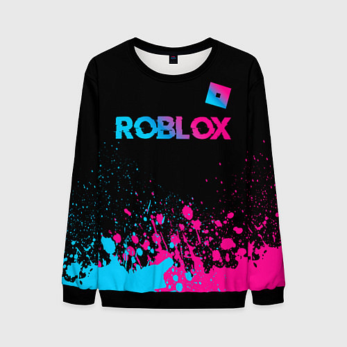 Мужской свитшот Roblox - neon gradient: символ сверху / 3D-Черный – фото 1