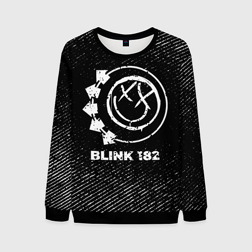 Мужской свитшот Blink 182 с потертостями на темном фоне / 3D-Черный – фото 1