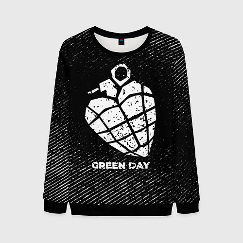 Мужской свитшот Green Day с потертостями на темном фоне / 3D-Черный – фото 1