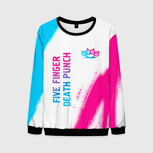 Мужской свитшот Five Finger Death Punch neon gradient style: надпи / 3D-Черный – фото 1