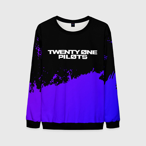 Мужской свитшот Twenty One Pilots purple grunge / 3D-Черный – фото 1