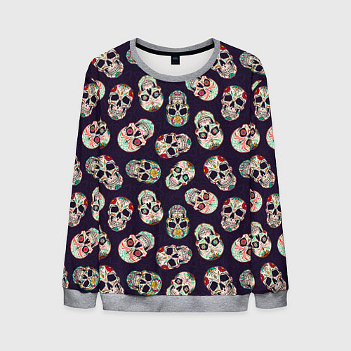 Мужской свитшот Узор с черепами Pattern with skulls / 3D-Меланж – фото 1