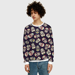 Свитшот мужской Узор с черепами Pattern with skulls, цвет: 3D-белый — фото 2