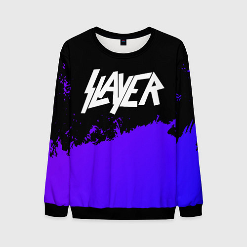 Мужской свитшот Slayer purple grunge / 3D-Черный – фото 1