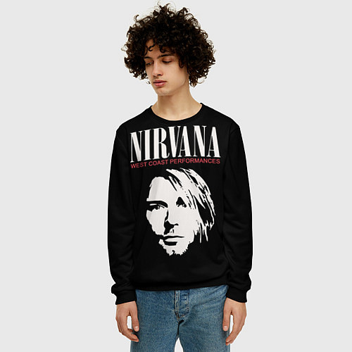 Мужской свитшот Nirvana - Kurt Cobain / 3D-Черный – фото 3