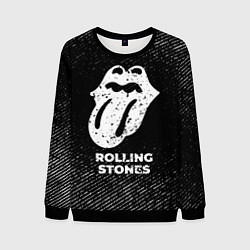 Свитшот мужской Rolling Stones с потертостями на темном фоне, цвет: 3D-черный