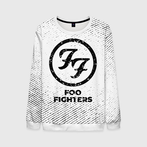 Мужской свитшот Foo Fighters с потертостями на светлом фоне / 3D-Белый – фото 1