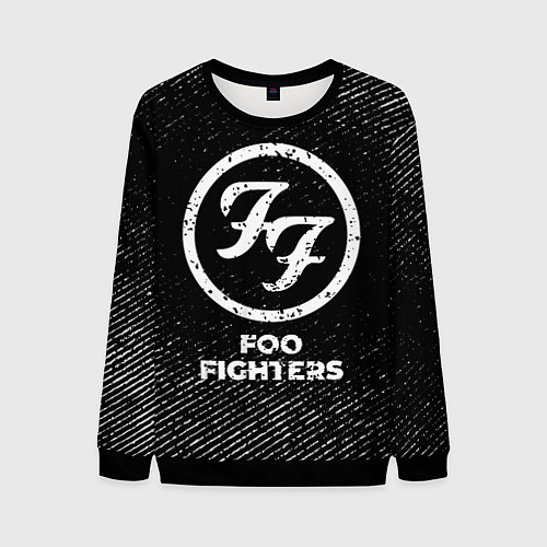 Мужской свитшот Foo Fighters с потертостями на темном фоне / 3D-Черный – фото 1