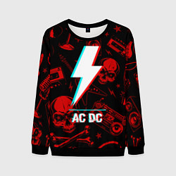 Свитшот мужской AC DC rock glitch, цвет: 3D-черный