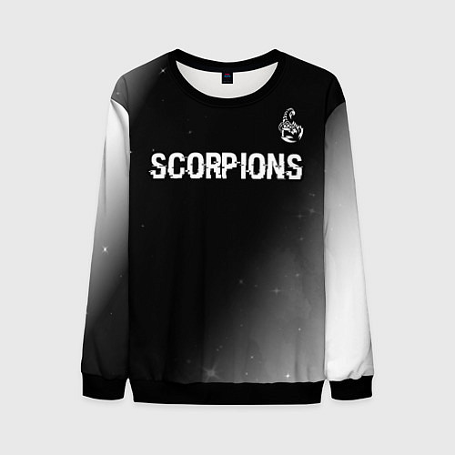 Мужской свитшот Scorpions glitch на темном фоне: символ сверху / 3D-Черный – фото 1